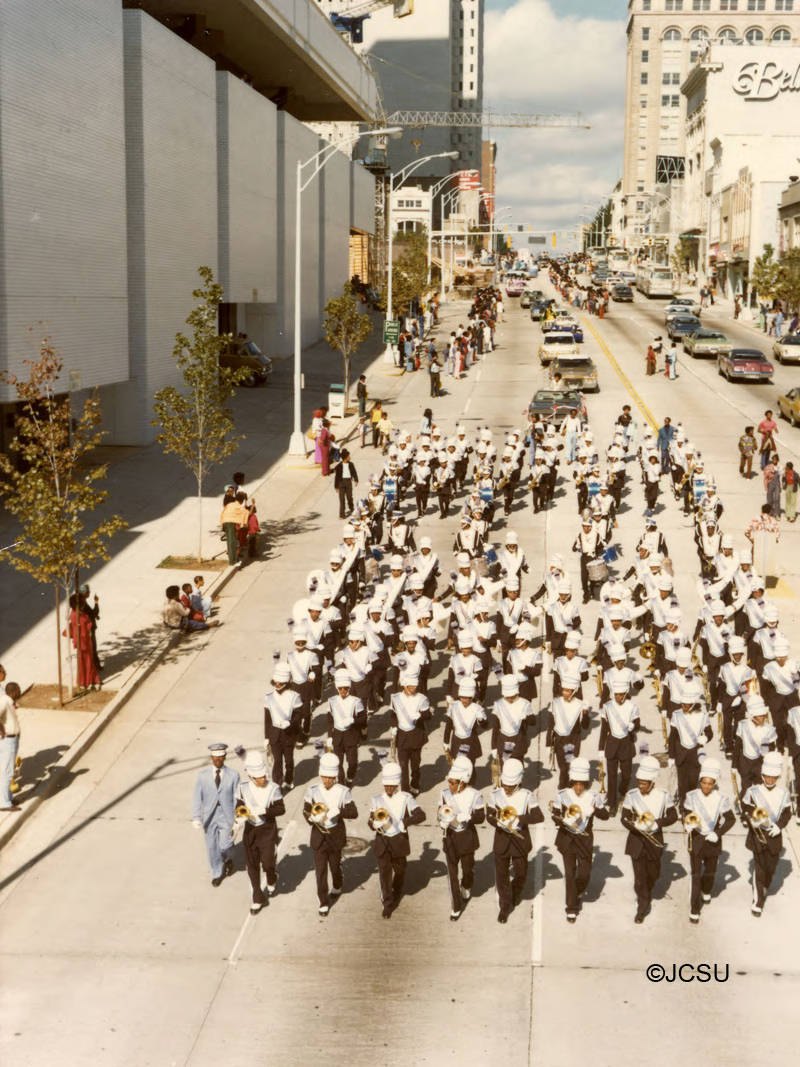 The marching band in the Homecoming parade