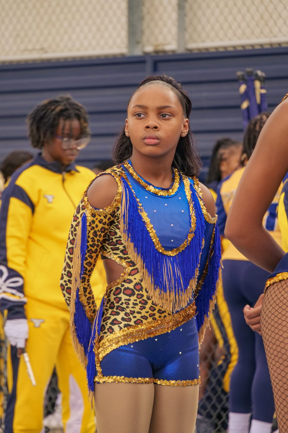 The Blue Satin dance team performing