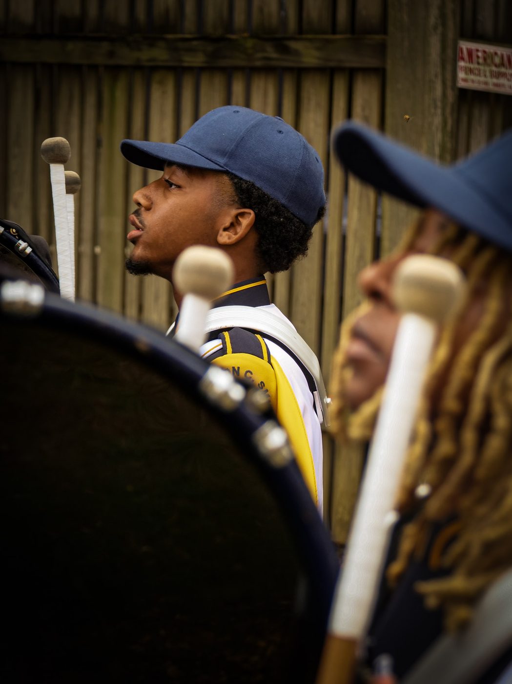 A snare drummer in uniform
