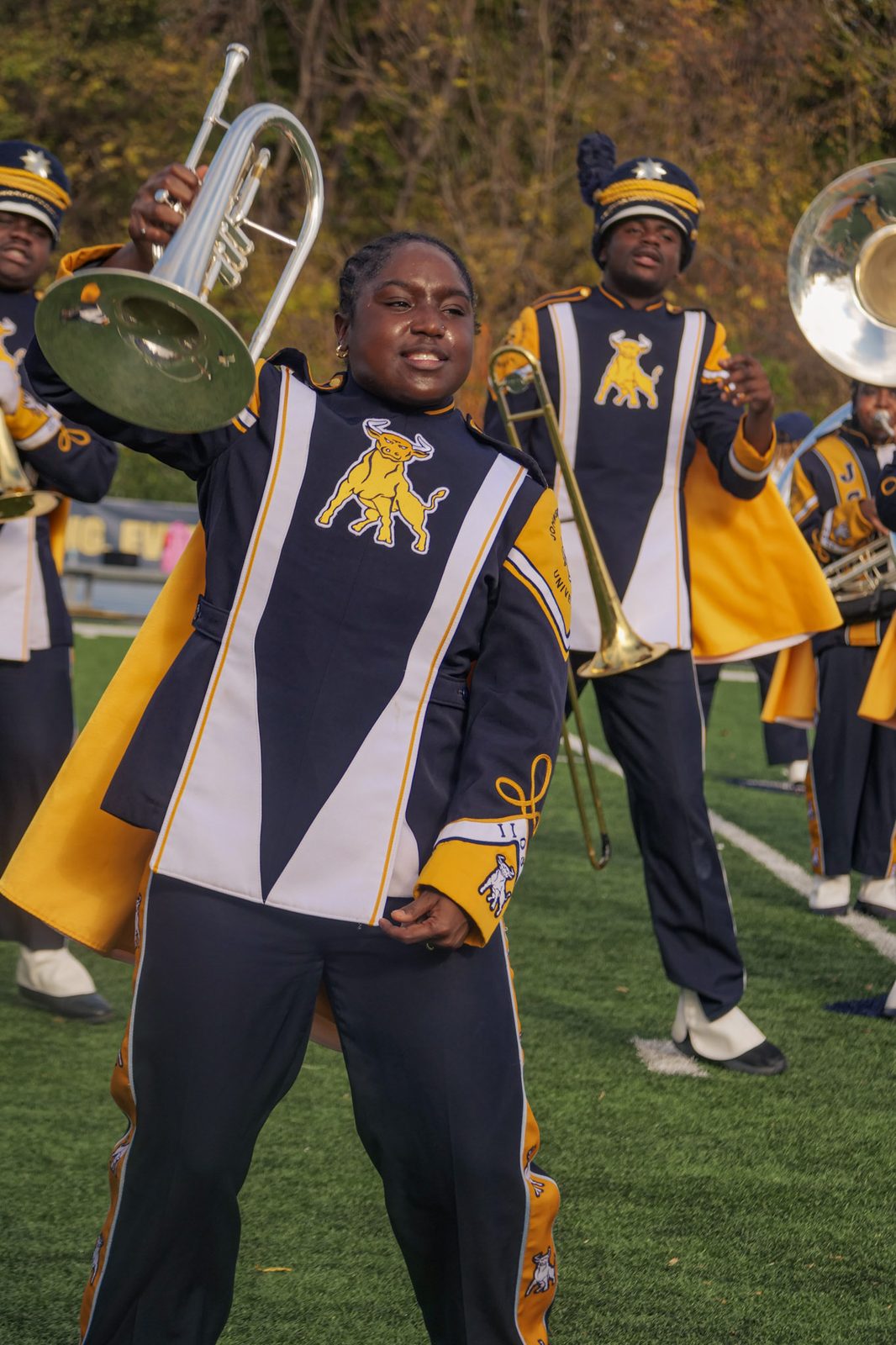 The band marching in formation