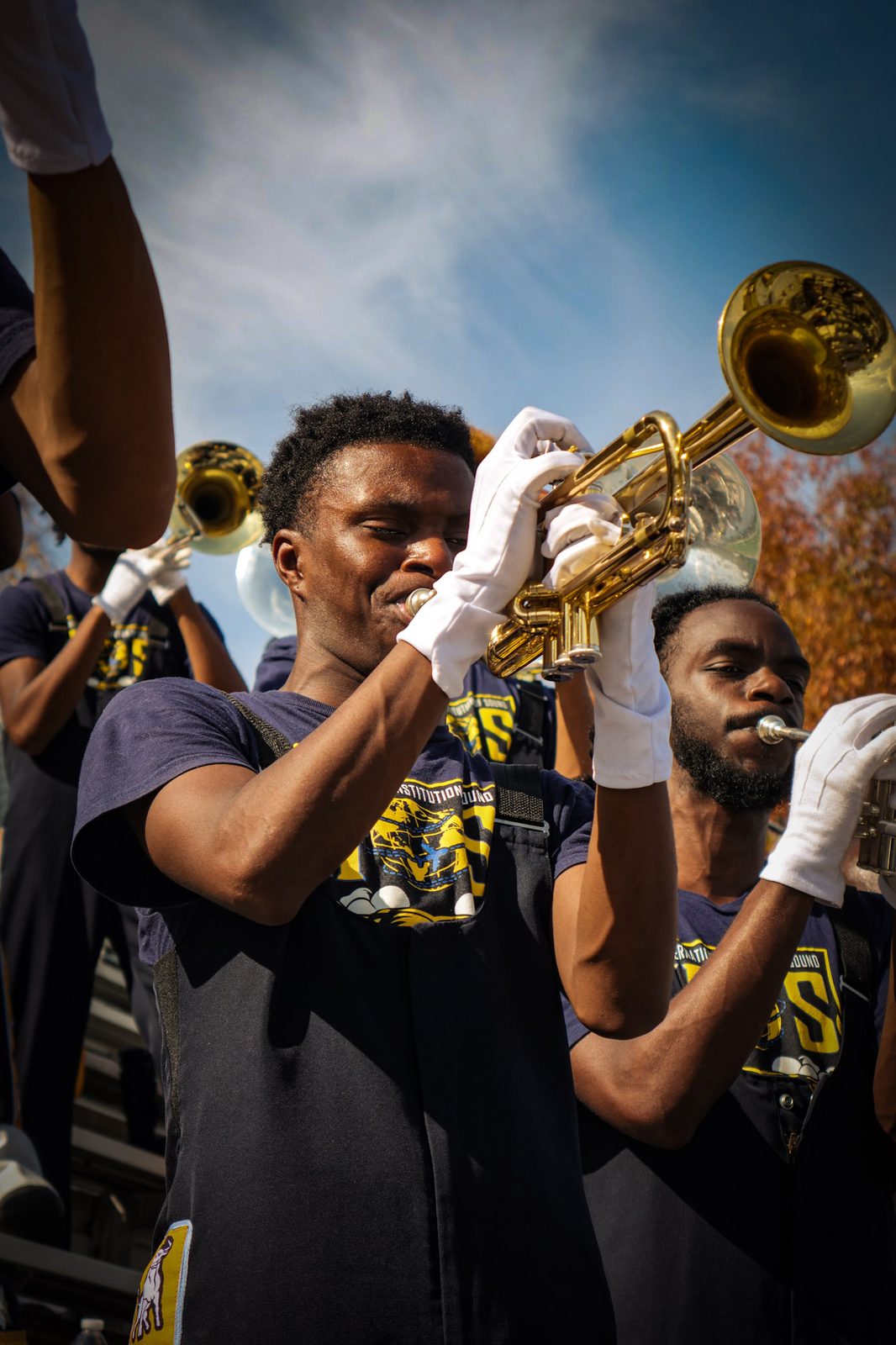 The trumpet line performing
